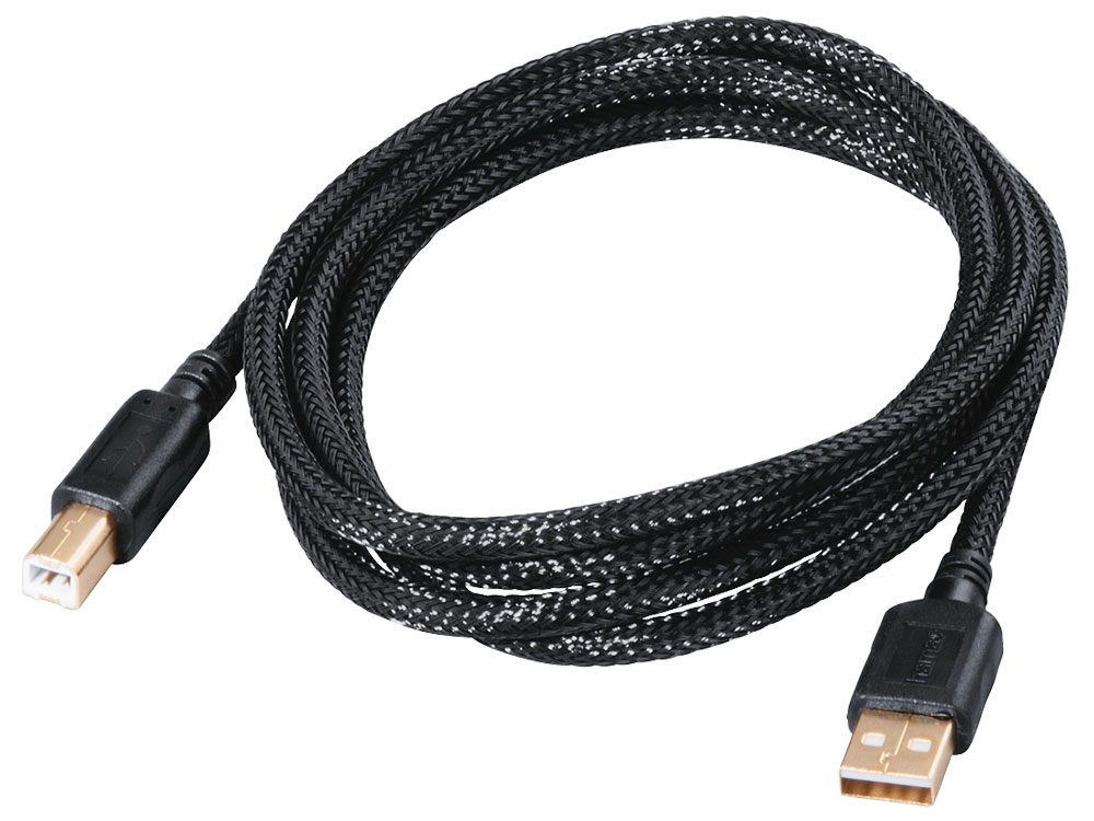 

Кабель USB 2.0 AM-BM 1.5м Hama H-20180 позолоченные контакты двойное экранирование черный