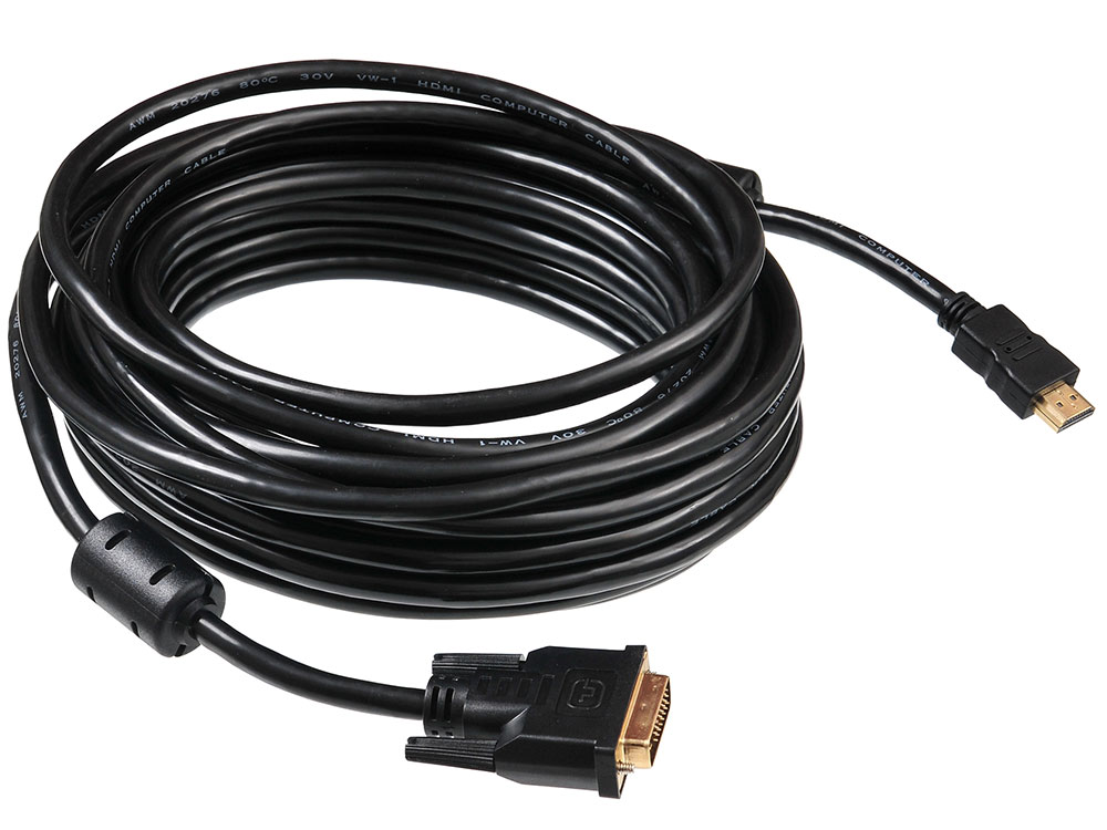 

Кабель HDMI- DVI-D 10м Buro позолоченные контакты ферритовые кольца HDMI-19M-DVI-D-10M