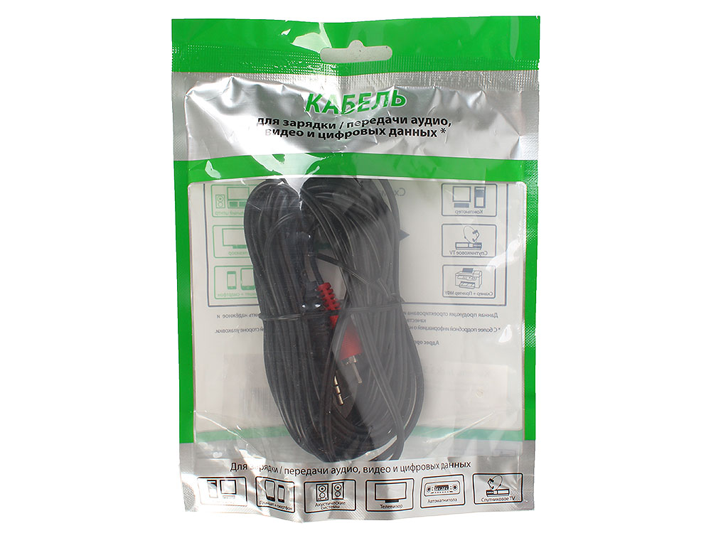 

Кабель Jack 3.5 mm вилка - 2xRCA вилка, стерео-аудио, Belsis/Sparks, 5 м. SP3038