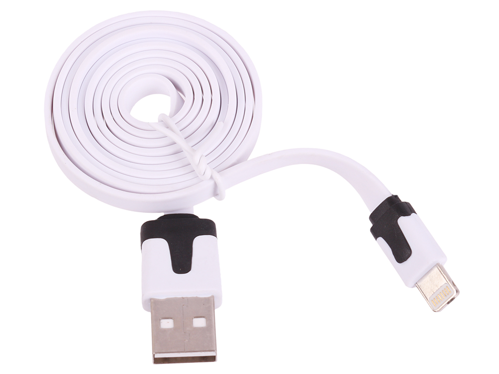 

USB кабель "LP" для Apple iPhone/iPad 8 pin плоский узкий (белый/европакет) SM001431
