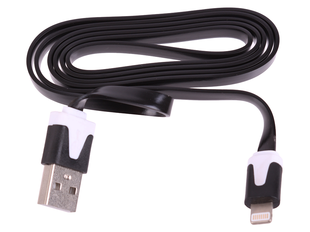 

USB кабель "LP" для Apple iPhone/iPad 8 pin плоский узкий (черный/коробка) R0003826
