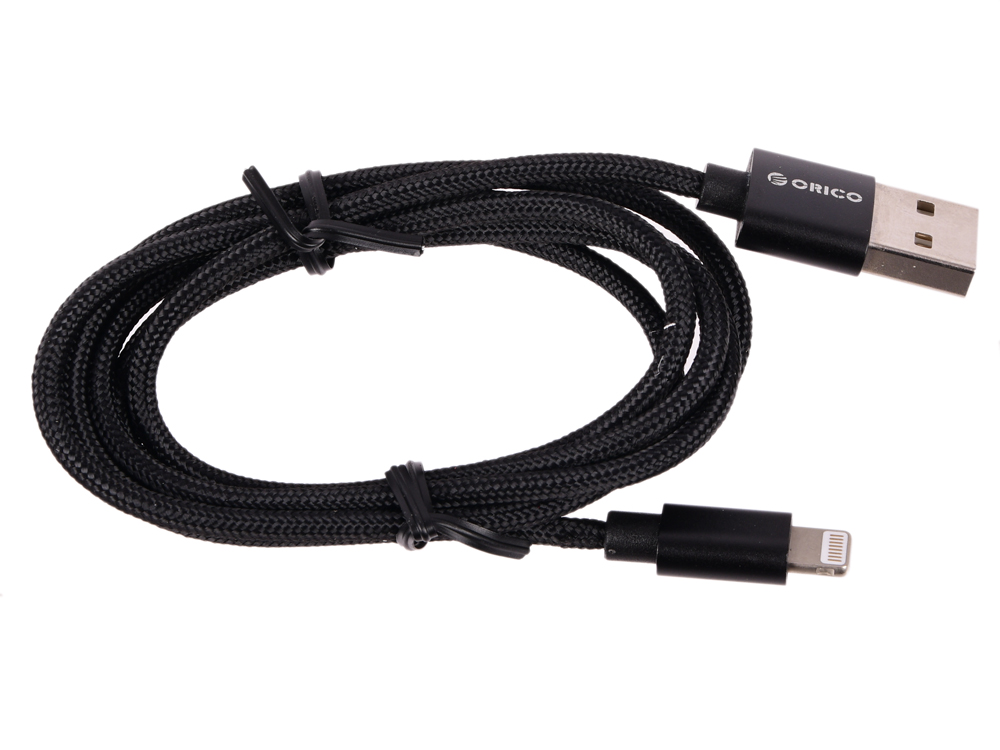 

Кабель USB - Lighting, круглый в ткан.оплетке, 1м, черный, ORICO LTF-10-BK
