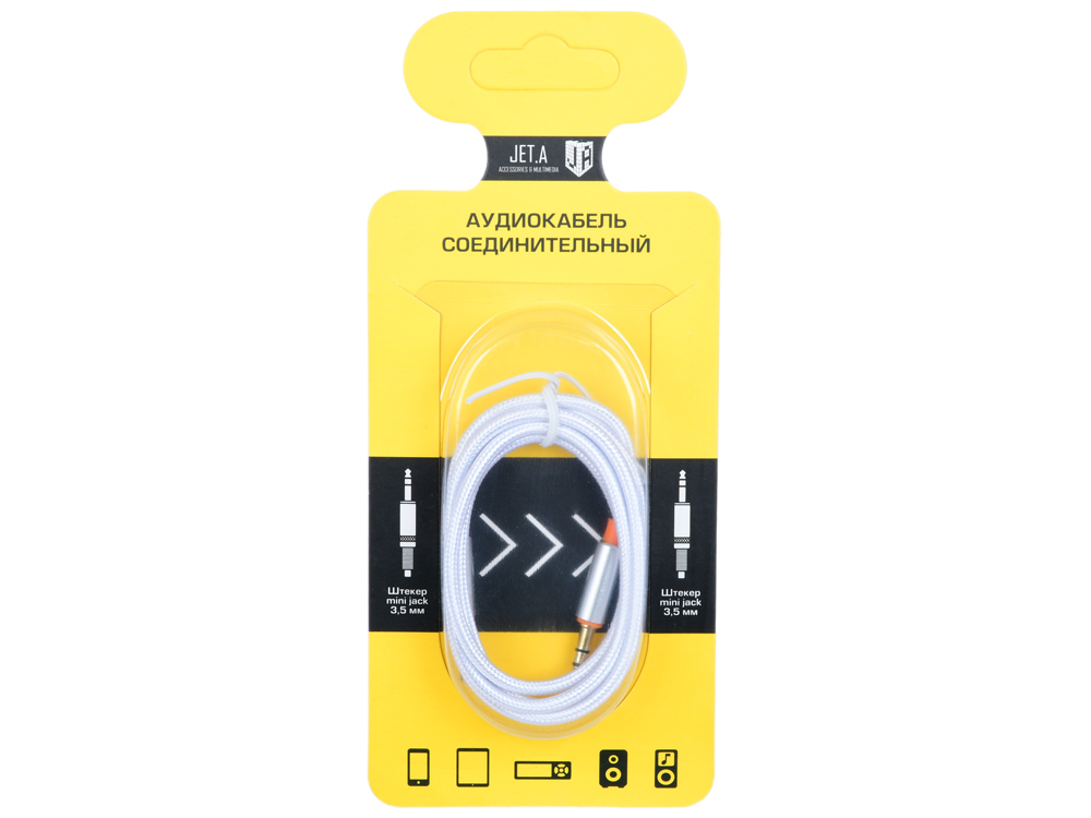 

Аудиокабель соединительный Jet.A mini Jack-mini Jack в оплётке JA-AC02 1 м белый