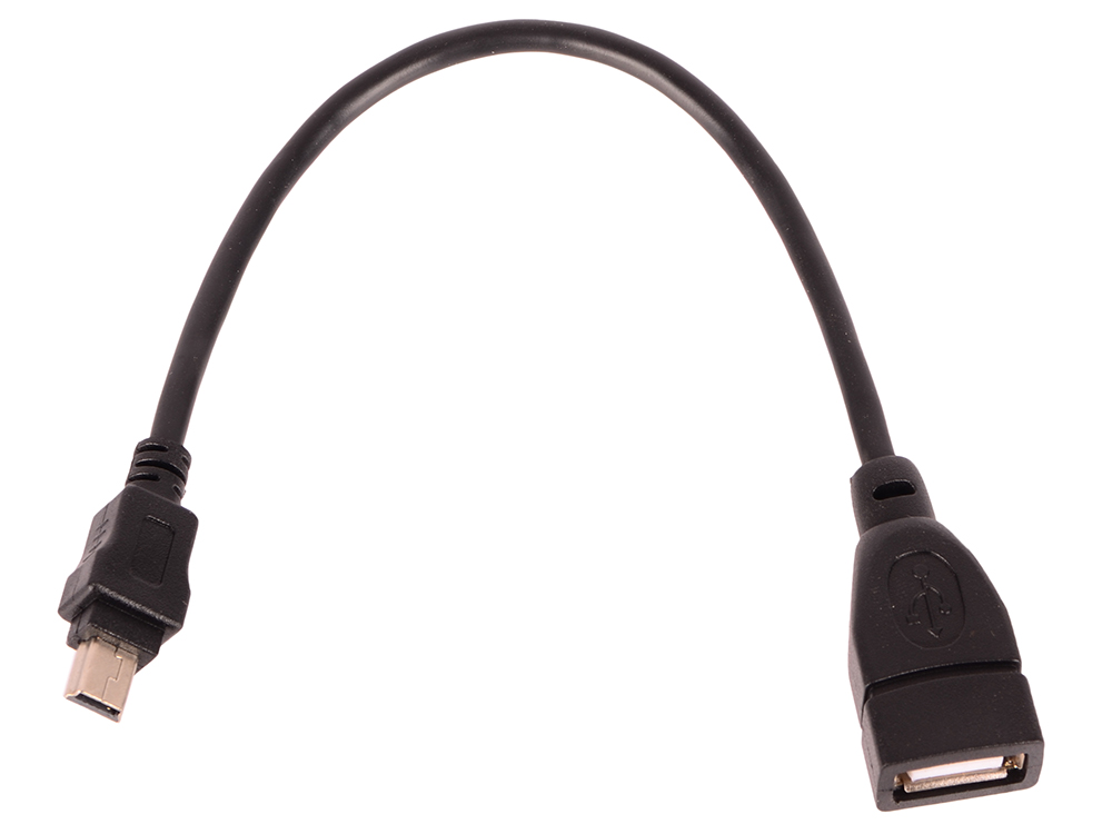 Кабель OTG USB (f)-miniUSB черный 0.2м