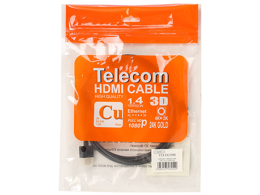 

Кабель HDMI to miniHDMI (19M -19M) ver.1.4b, Ultra Slim 1.8m Telecom (TU710-1.8m)