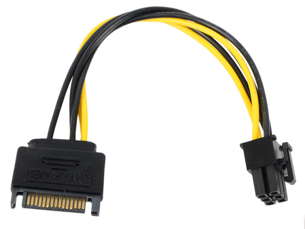 Переходник питания для PCI-Ex видеокарт SATA 15pin (M) -) 6pin ORIENT C512