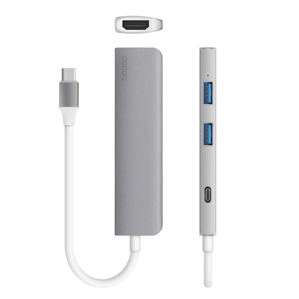 

Переходник USB-C - USB-C/HDMI/2USB Deppa 73118 графит