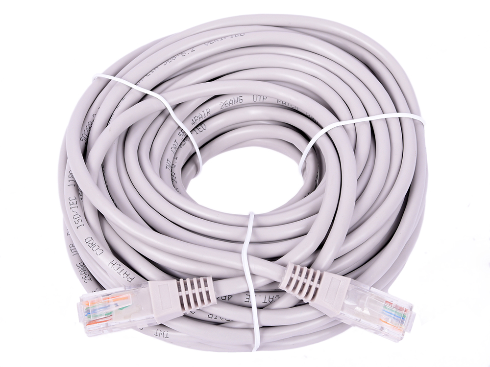 

Патч-корд RJ45 - RJ45, 4 пары, UTP, категория 5е, 15 м, серый, TWT TWT-45-45-15-GY