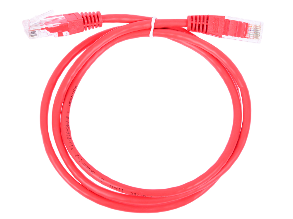

Патч-корд RJ45 - RJ45, 4 пары, UTP, категория 5е, 1 м, красный, TWT TWT-45-45-1.0-RD
