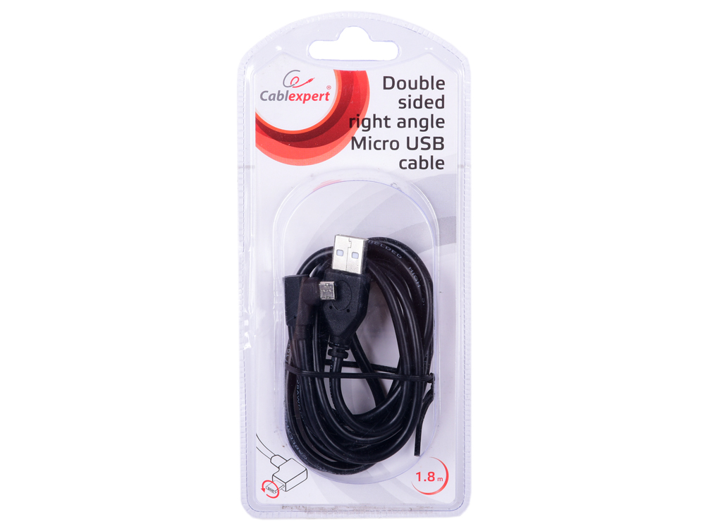

Кабель microUSB 1.8м Cablexpert CCB-USB2-AMmDM90-6 круглый черный