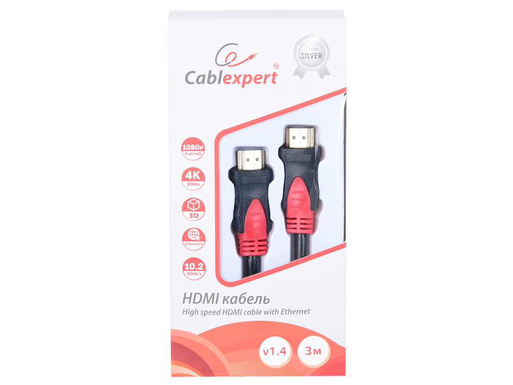 

Кабель HDMI Cablexpert CC-S-HDMI03-3M, серия Silver, длина 3 м, v1.4