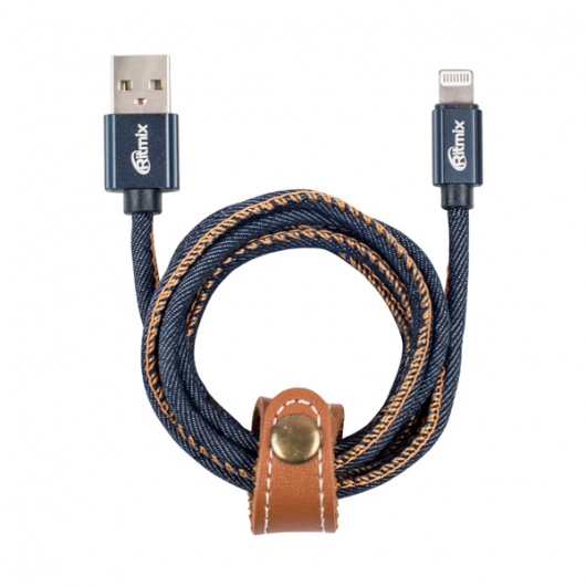 

Кабель Ritmix RCC-427 Blue Jeans Lightning-USB, 1м, 2А, оплетка из джинсовой ткани