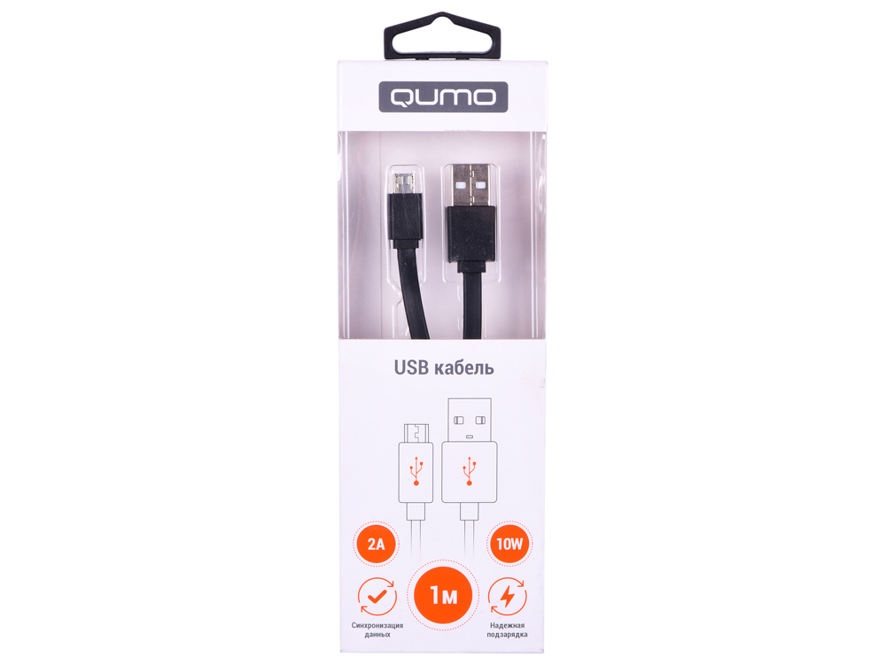 

Кабель Qumo, USB-Micro USB, 1м, 5В, 2А, 10Вт, опл. PVC, кон. PVC, плоский, черный