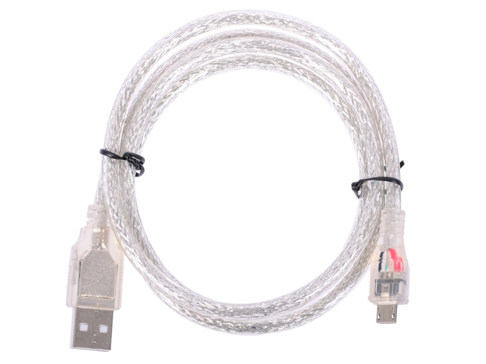 

Кабель USB Greenconnect GCR-UA22 1.0m USB 2.0 AM/microB 5pin, прозрачный 28/24 AWG, 2A
