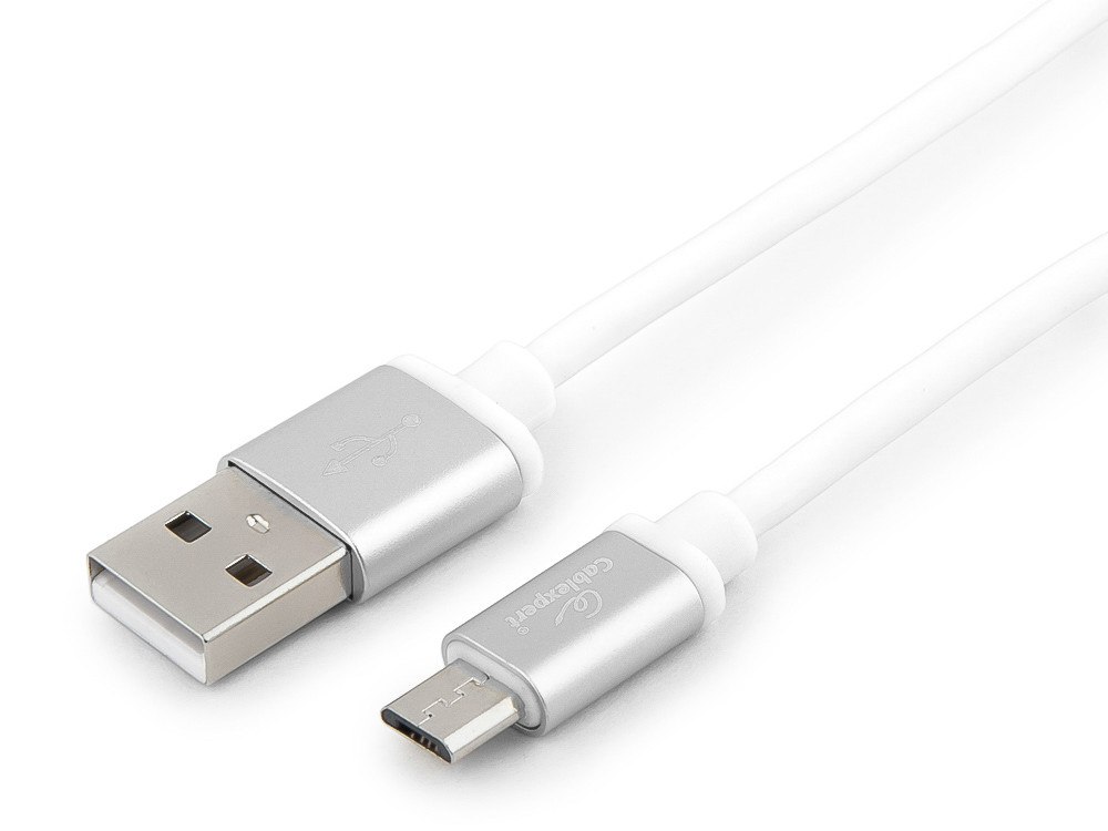 

Cablexpert Кабель USB 2.0 CC-S-mUSB01W-3M, AM/microB, серия Silver, длина 3м, белый, блистер