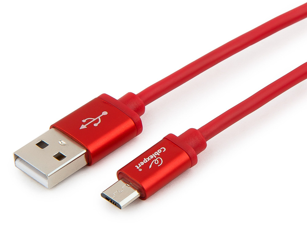 

Cablexpert Кабель USB 2.0 CC-S-mUSB01R-3M, AM/microB, серия Silver, длина 3м, красный, блистер