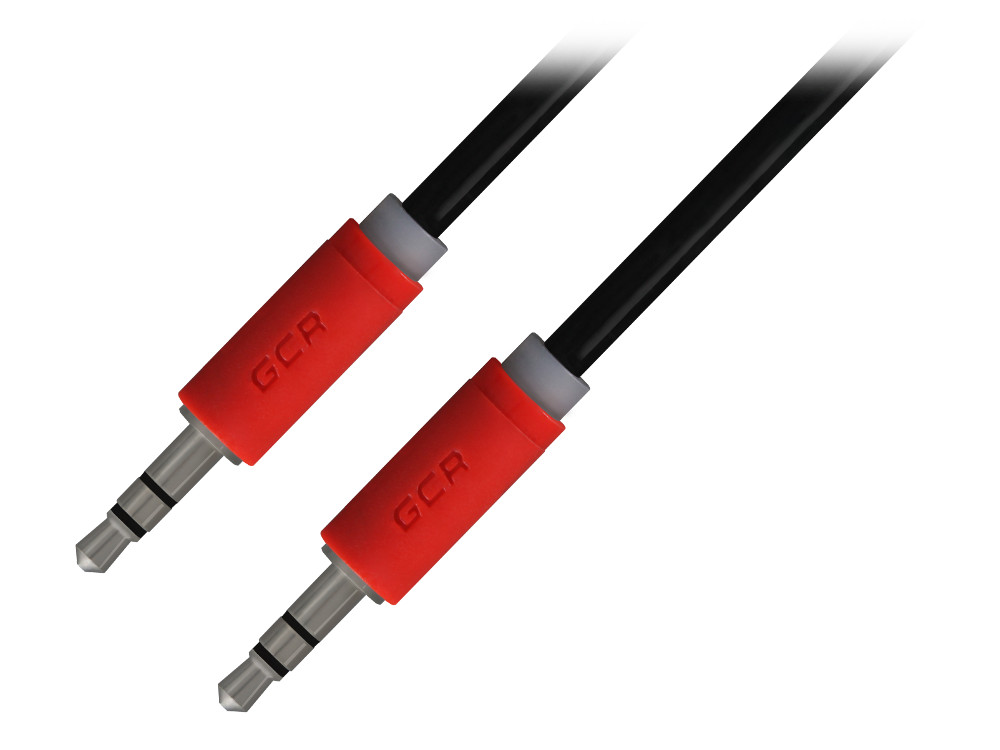 

Кабель Greenconnect аудио 1.0m jack 3,5mm/jack 3,5mm черный, красные коннекторы, ультрагибкий, 28 AW