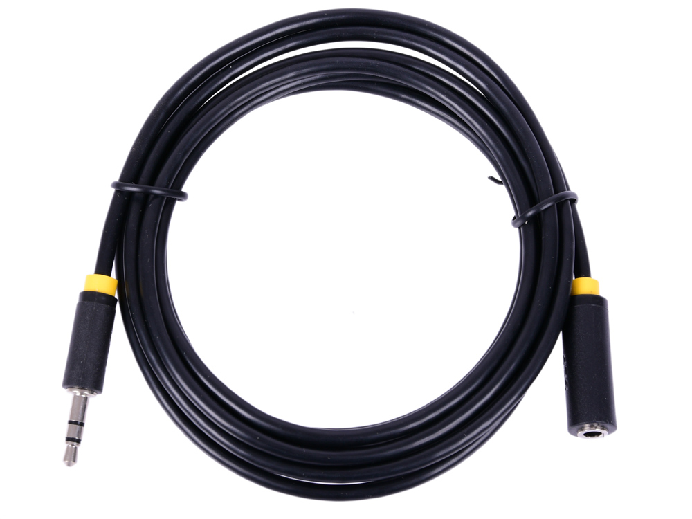 

Greenconnect Удлинитель аудио 2.0m jack 3,5mm/jack 3,5mm черный, желтая окантовка, 28 AWG, AM/AF, эк
