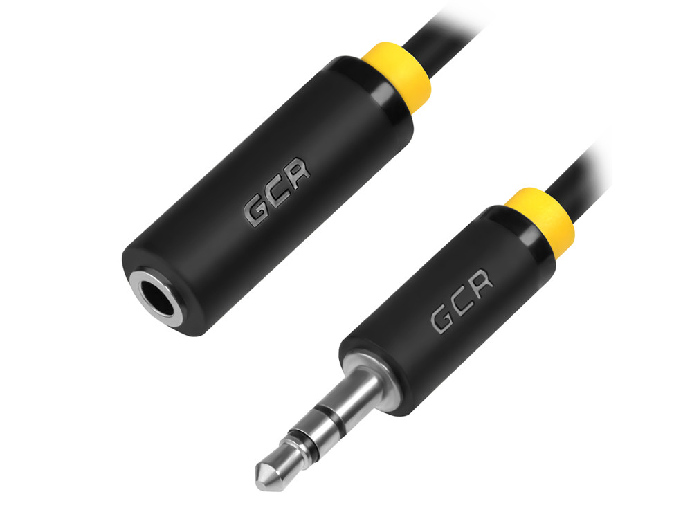 

Greenconnect Удлинитель аудио 0.25m jack 3,5mm/jack 3,5mm черный, желтая окантовка, ультрагибкий, 28