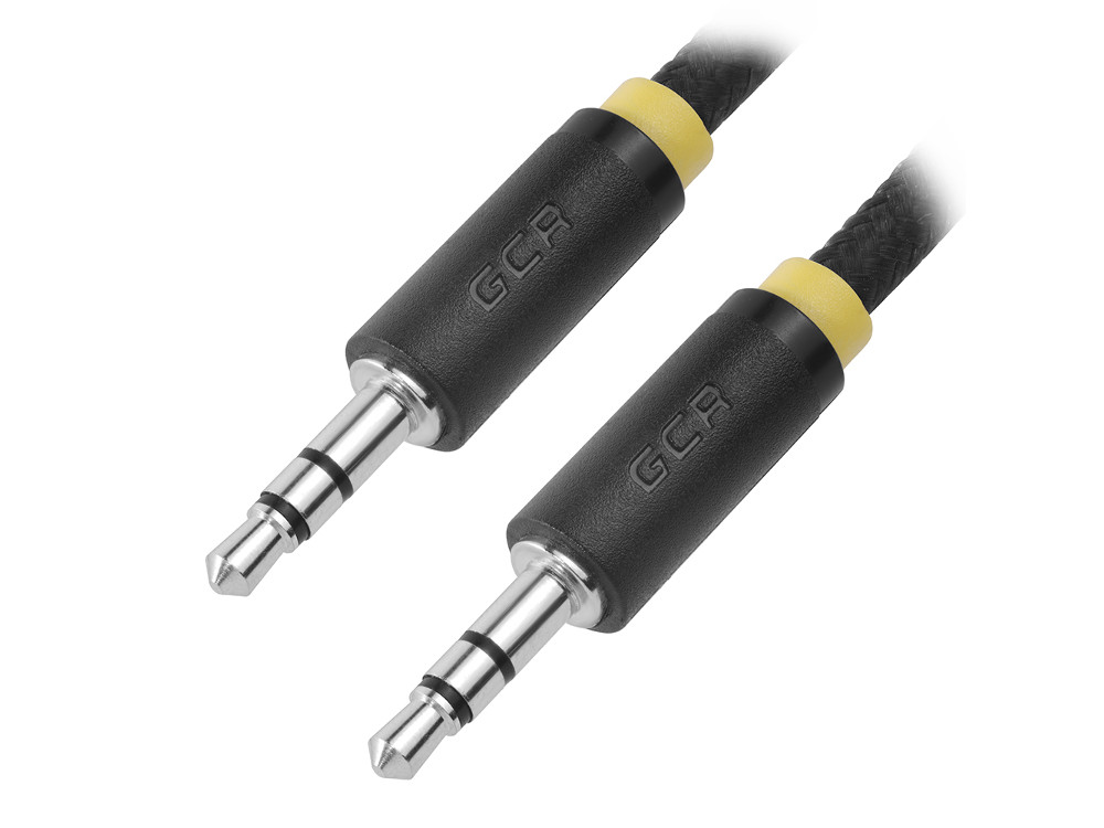 

Greenconnect Кабель аудио 0.5m jack 3,5mm/jack 3,5mm, нейлон, черный, желтая окантовка, ультрагибкий
