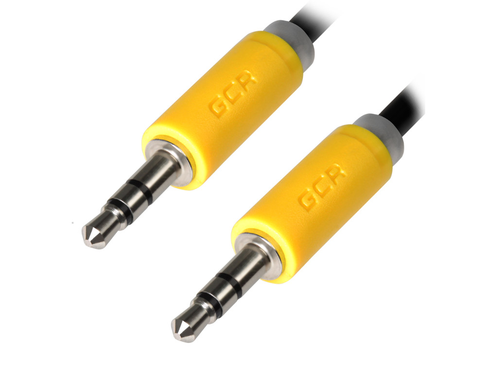 

Greenconnect Кабель аудио 0.5m jack 3,5mm/jack 3,5mm черный, желтые коннекторы, 28 AWG, M/M, экран,