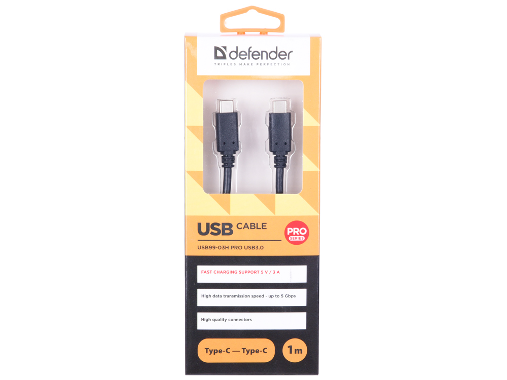 

Кабель USB Type-C Defender USB99-03H PRO USB3.0 Type-C (m) - Type-C (m), 1.0 м