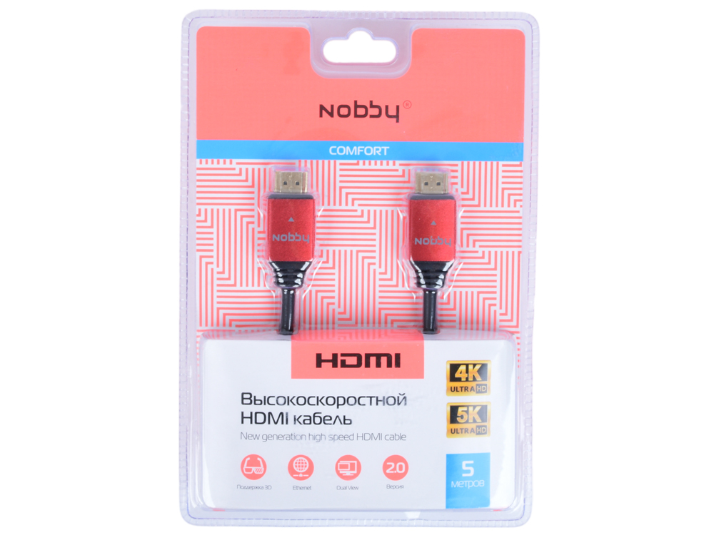 

Кабель HDMI-HDMI Nobby Comfort v2.0, 5 м., NBС-HC-50-01