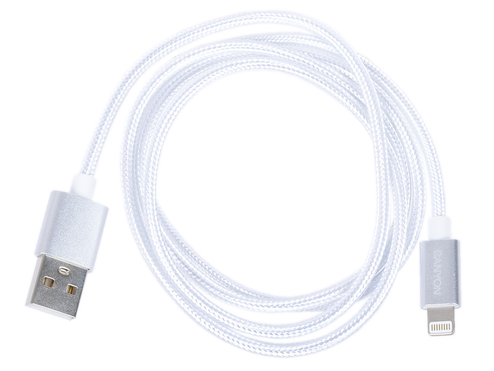 Кабель Lightning/USB Canyon CNE-CFI3PW, 1м, Pearl White