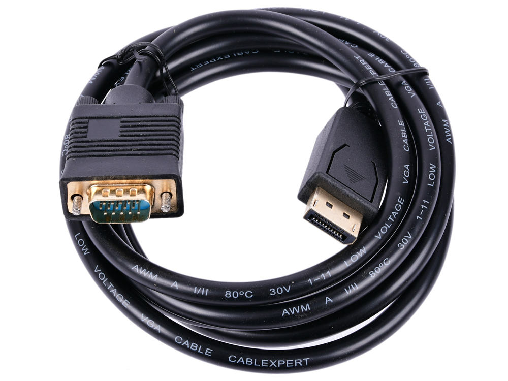 

Cablexpert Кабель DisplayPort-VGA, 1,8м, 20M/15M, черный, экран, пакет (CCP-DPM-VGAM-6)