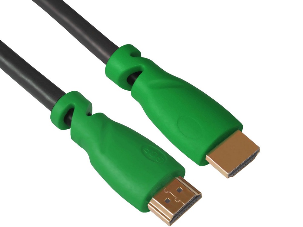 Кабель HDMI Greenconnect GCR-HM320-1.8m, 1.8 м v1.4, черный, зеленые коннекторы, OD7.3mm, 30/30 AWG, позолоченные разъемы
