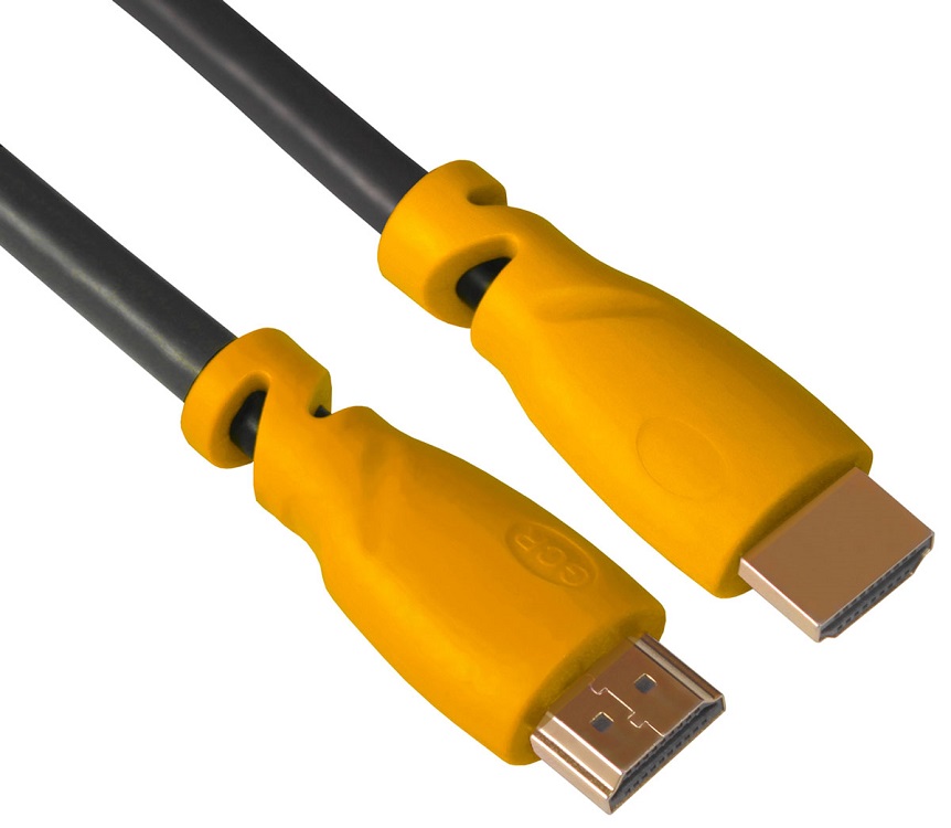 Кабель HDMI Greenconnect GCR-HM340-5.0m, 5 м v1.4, черный, желтые коннекторы, OD7.3mm, 30/30 AWG, позолоченные разъемы
