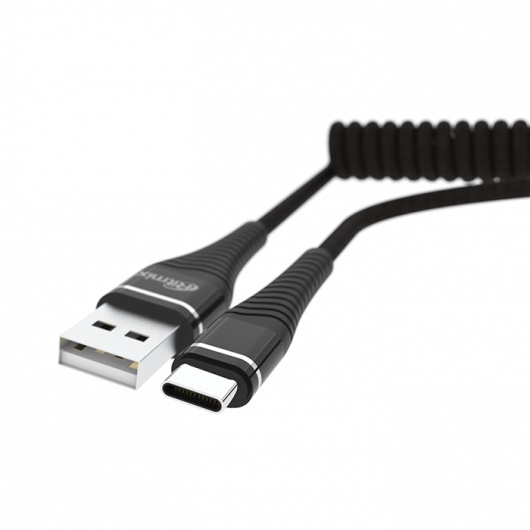 

Кабель USB Type-C Ritmix RCC-434 Black, пружинный кабель, 1 м, прорезиненная оплетка