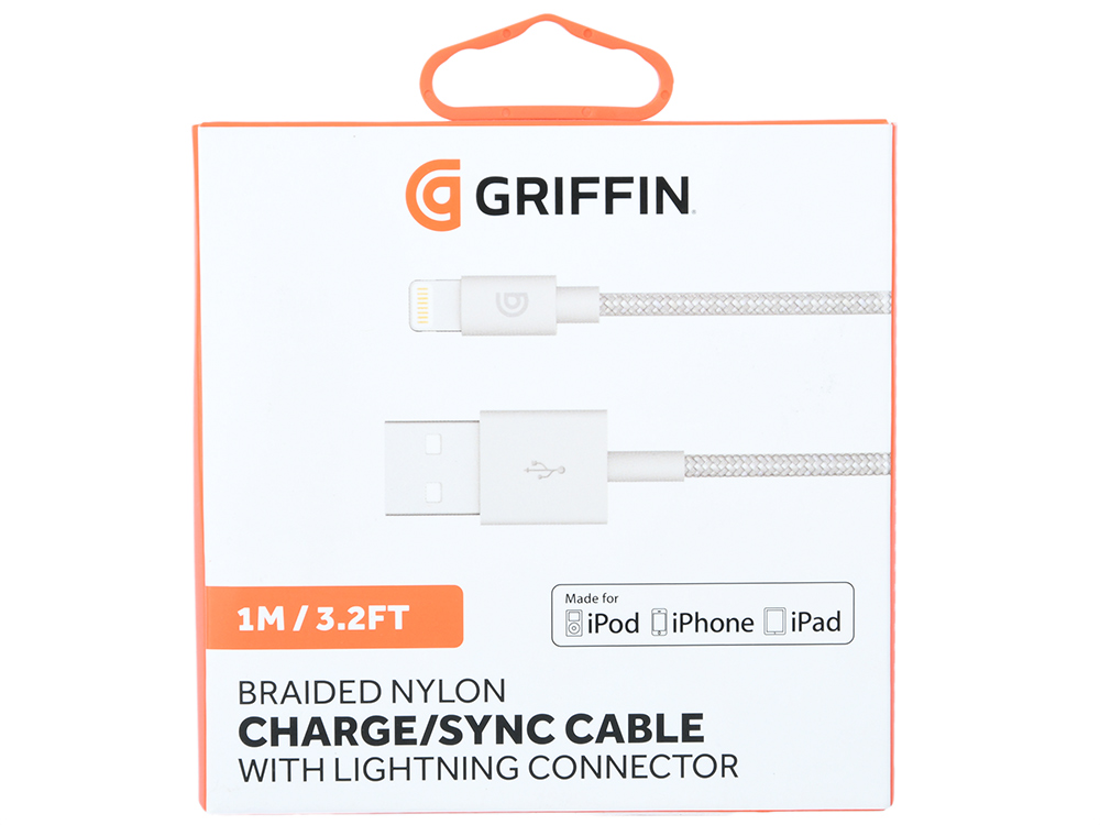 

Кабель Griffin Lightning to USB Charge/Sync Cable, Braided 1m - Silver