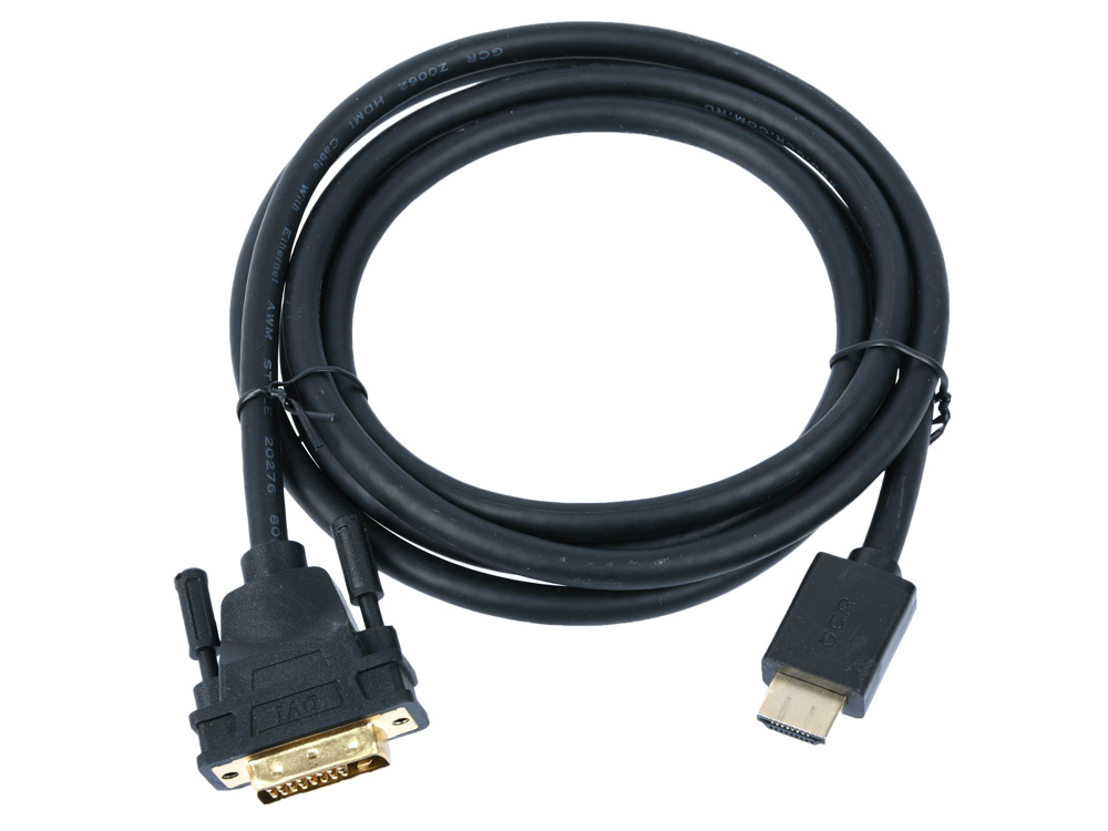 

Кабель Greenconnect HDMI-DVI 1.8m черный, OD7.3mm, 28/28 AWG (GCR-HD2DVI1-1.8m) позолоченные контакты, 19pin AM / 24+1M AM double link, тройной экран