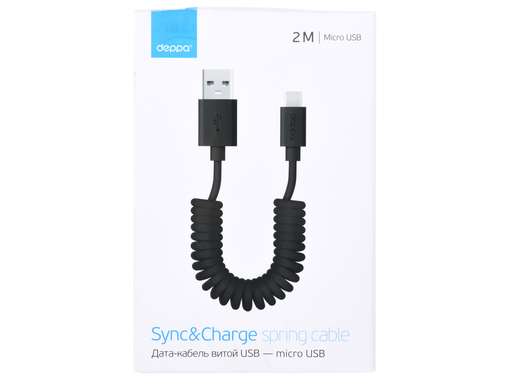 

Кабель microUSB Deppa 72228, витой, 2 м, черный