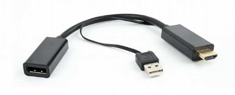 

Конвертер HDMI->DisplayPort, Cablexpert DSC-HDMI-DP, HD19M+USBxHD20F, черный