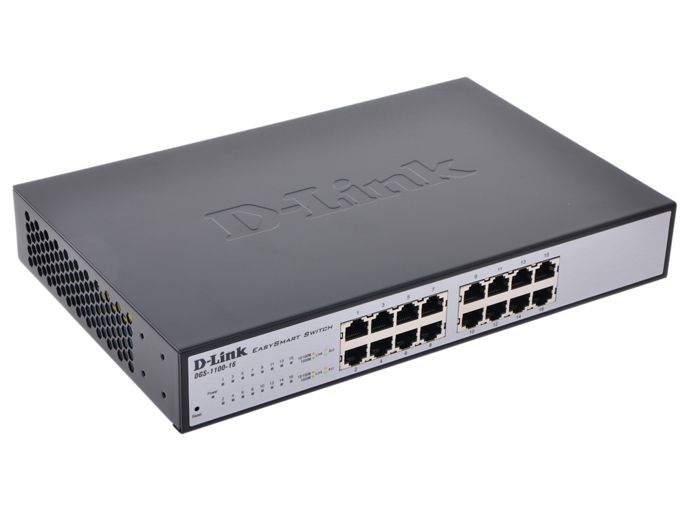 

Коммутатор D-Link DGS-1100-16/A1A/B2A Настраиваемый коммутатор EasySmart с 16 портами 10/100/1000Base-T