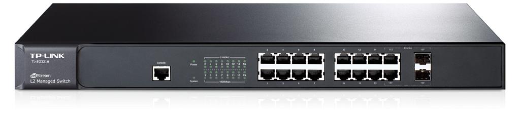 

Коммутатор TP-LINK TL-SG3216 JetStream гигабитный управляемый 16-портовый коммутатор 2 уровня с 2 комбинированными SFP-слотами