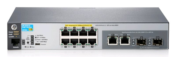 

Коммутатор HP 2530-8-PoE+ (J9780A) Управляемый коммутатор 2-го уровня с 8 портами 10/100 PoE+ и 2 портами двойного назначения