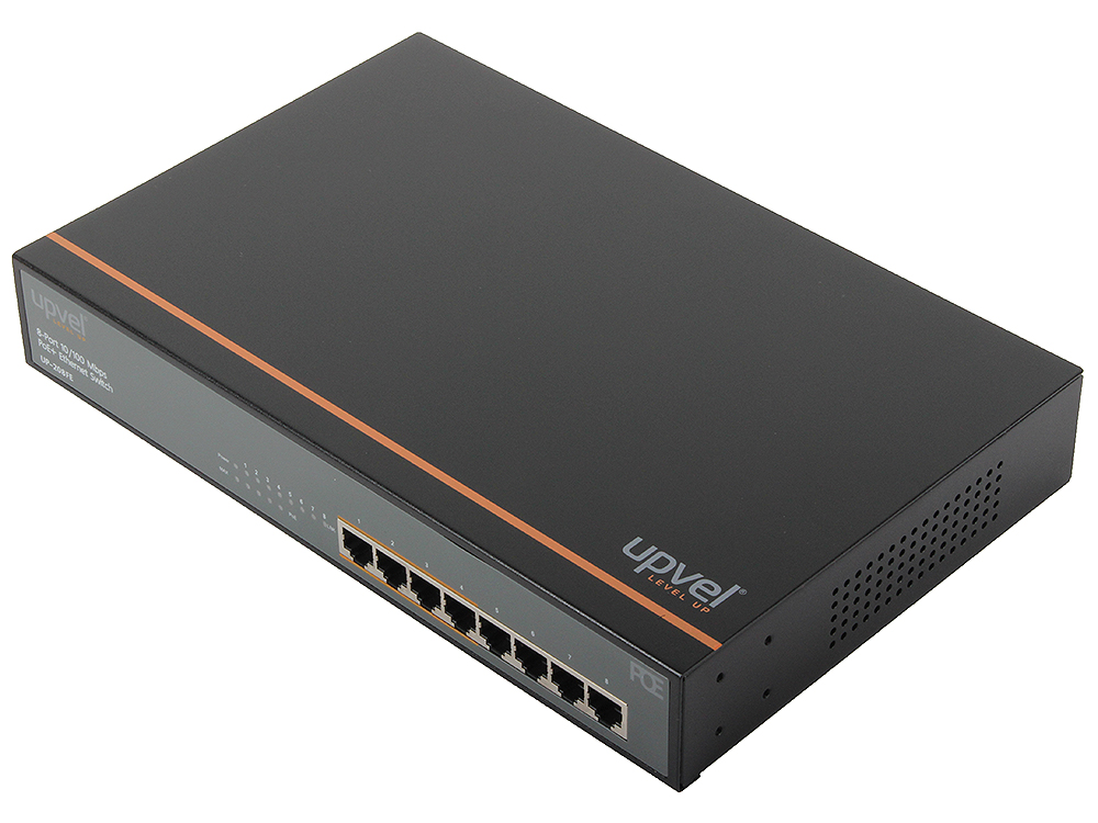 

Коммутатор UPVEL UP-208FE 8-портовый PoE+ коммутатор с четырьмя PoE+ портами до 30Вт на порт (металлический корпус, в комплекте крепление для монтажа