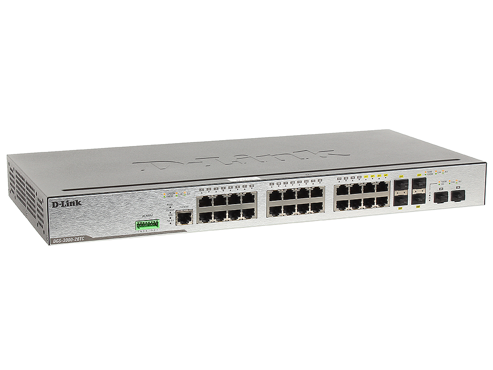 

Коммутатор D-Link Switch DGS-3000-26TC/A1A/A2A Управляемый коммутатор уровня 2 с 20 портами 10/100/1000 Base-T, 4 комбо-портами 10/100/1000BASE-T/SFP