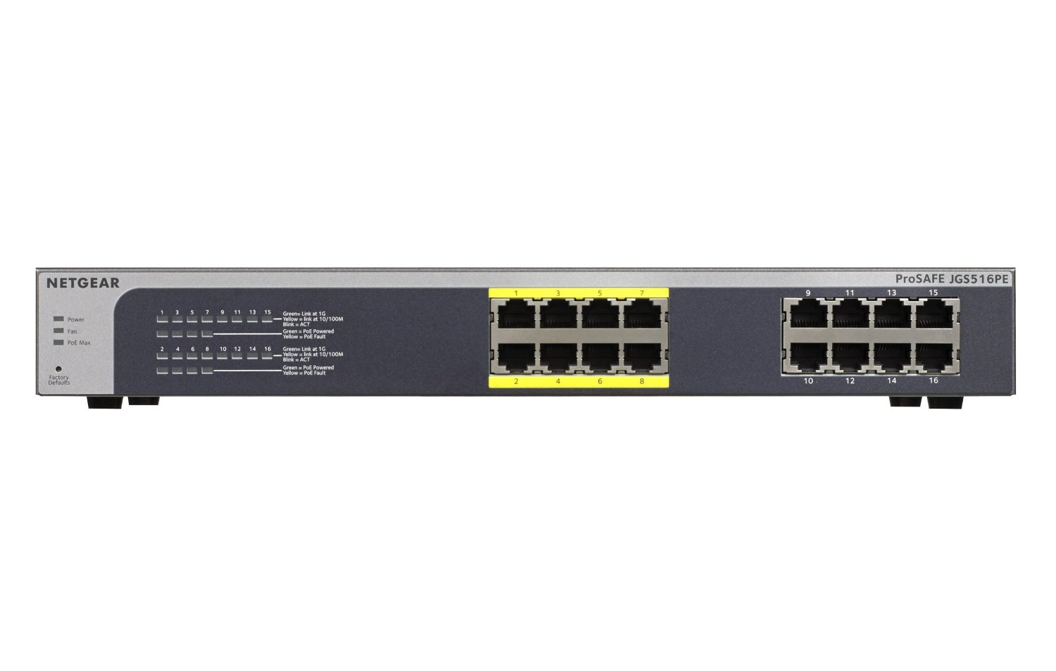 

Коммутатор NETGEAR JGS516PE-100EUS 16-портовый гигабитный (из них 8 портов с PoE) коммутатор ProSafe Plus с внутренним БП , PoE бюджет до 85 Вт