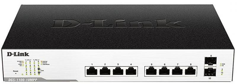 Коммутатор D-LINK DGS-1100-10MPP/B1A управляемый 8 портов 10/100/1000Mbps 2xSFP Коммутатор D-LINK DGS-1100-10MPP/B1A управляемый 8 портов 10/100/1000Mbps 2xSFP