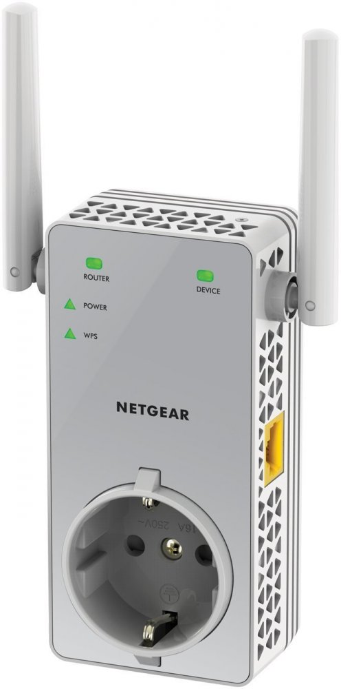 

Повторитель сигнала NETGEAR EX3800-100PES Универсальный двухдиапазонный повторитель беспроводного сигнала AC750, 802.11b/g/n/ас 300+ 450Мбит/с, 1 по