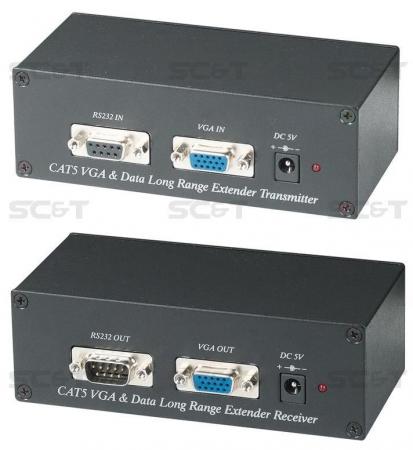 

Комплект SC&T VE01S передатчик VE01ST+приёмник VE01SR для передачи VGA + RS232/485 по витой паре неэ