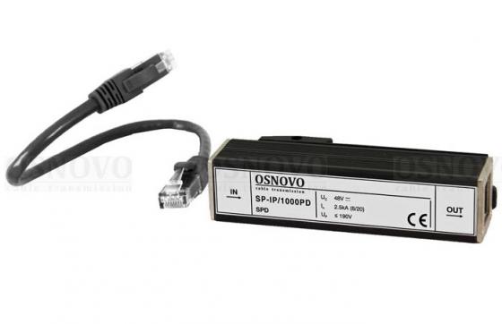 

Устройство грозозащиты OSNOVO SP-IP/1000PD для локальной вычислительной сети скорость до 1000 Мб/сек