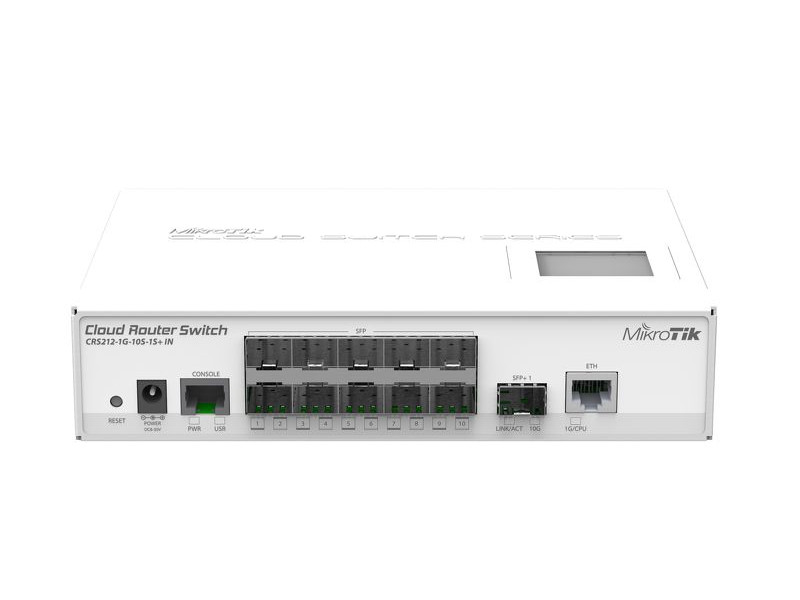 Коммутатор MikroTik CRS212-1G-10S-1S+IN Cloud Router Switch 212-1G-10S-1S+IN with Atheros QC8519 400Mhz CPU, 64MB RAM, 1xGigabit LAN, 10xSFP cages, 1x Коммутатор MikroTik CRS212-1G-10S-1S+IN Cloud Router Switch 212-1G-10S-1S+IN with Atheros QC8519 400Mhz CPU, 64MB RAM, 1xGigabit LAN, 10xSFP cages, 1x