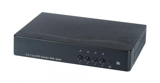 

Коммутатор SC&T DS04A для DVI- и стерео аудиосигналов 4 входа 4хDVI-I 4хTRS 1 выход 1хDVI-I 1хTRS