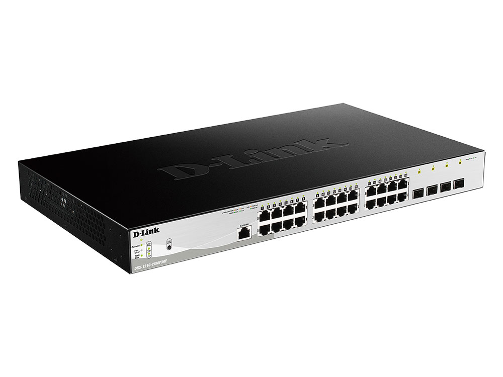 

Коммутатор D-Link DGS-1210-28MP/ME/B1A Управляемый коммутатор 2 уровня с 24 портами 10/100/1000Base-T и 4 портами 1000Base-X SFP (24 порта с поддержко