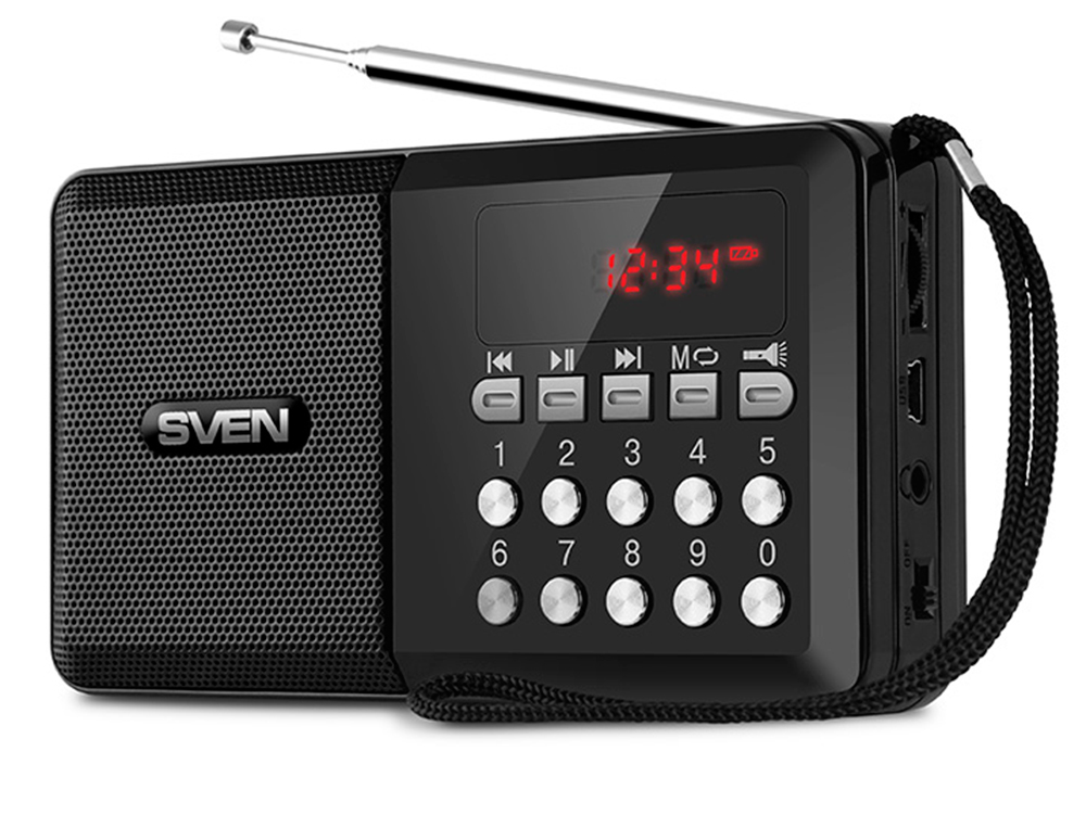 

Портативная колонка Sven PS-60 Black 3 Вт, 120 - 20000 Гц, FM, USB, microSD, 600mAh